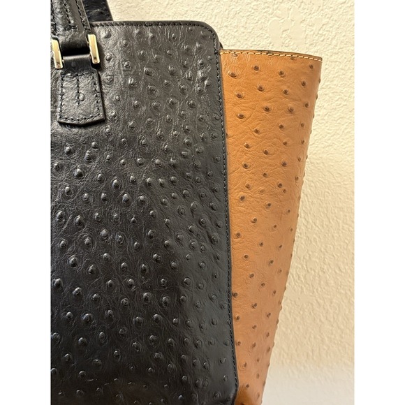 DOONEY & BOURKE East/West‎ Shopper Tote Bag OSTRICH LEATHER Black/Brown - EUC - Picture 9 of 16